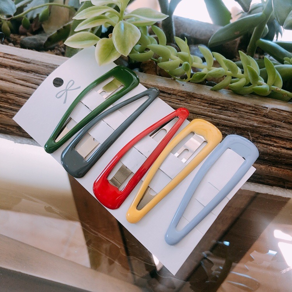 Candy Color Hair Snap Flip Clip Set of 5